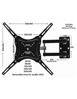 Стойка за телевизор на стена с подвижно дълго рамо 14 до 55 инча